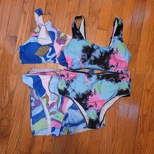 Shein Lot Of 2 Swimsuits Tie Dyed And Colorful Womens Size L